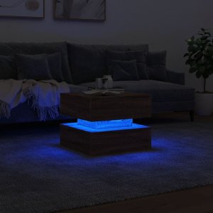 vidaXL Stolik kawowy z oświetleniem LED, brązowy dąb, 50x50x40 cm 5