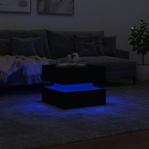 vidaXL Stolik kawowy z oświetleniem LED, czarny, 50x50x40 cm 5