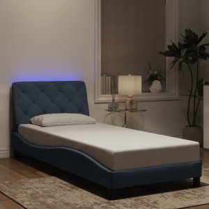 vidaXL Rama łóżka z oświetleniem LED, ciemnoszara, 80x200 cm, aksamit 5