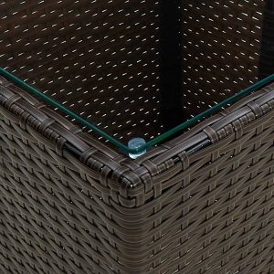 vidaXL 3-cz. zestaw bistro z poduszkami, brązowy, polirattan i szkło 6