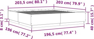 vidaXL Rama łóżka, szary dąb sonoma, 200x200 cm 9