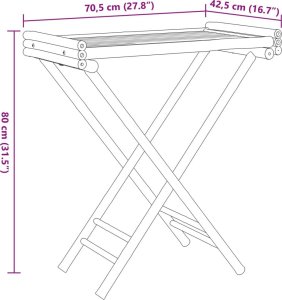 vidaXL Składany stolik ogrodowy z tacą, 70,5x42,5x80 cm, bambusowy 10