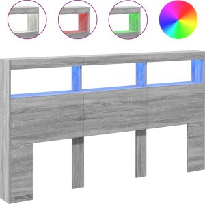 vidaXL Zagłówek z półkami i LED, szary dąb sonoma, 180x17x102 cm 2