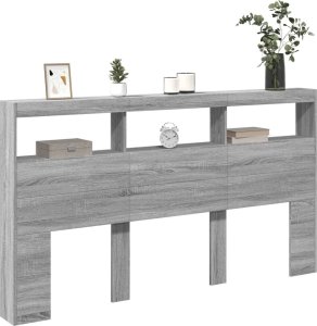 vidaXL Zagłówek z półkami i LED, szary dąb sonoma, 180x17x102 cm 5