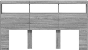 vidaXL Zagłówek z półkami i LED, szary dąb sonoma, 180x17x102 cm 6