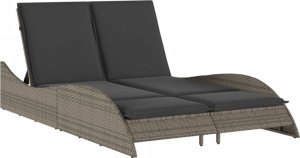 vidaXL Leżanka z poduszkami, szara, 114x205x73 cm, polirattan 2