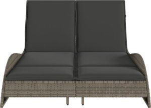 vidaXL Leżanka z poduszkami, szara, 114x205x73 cm, polirattan 4