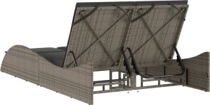 vidaXL Leżanka z poduszkami, szara, 114x205x73 cm, polirattan 6