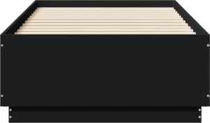 vidaXL Rama łóżka, czarna, 90x190 cm, materiał drewnopochodny 4