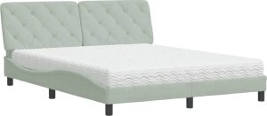 vidaXL Łóżko z materacem, jasnoszare, 160x200 cm, aksamit 2