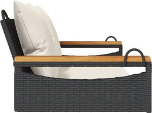 vidaXL Ławka bujana z poduszkami, czarna, 109x62x40 cm, polirattan 5
