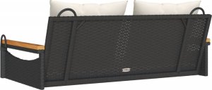 vidaXL Ławka bujana z poduszkami, czarna, 109x62x40 cm, polirattan 6