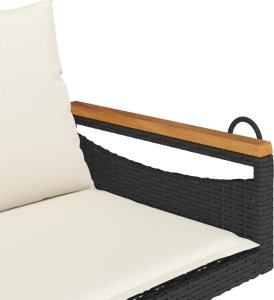 vidaXL Ławka bujana z poduszkami, czarna, 109x62x40 cm, polirattan 7