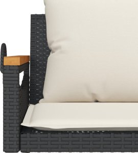 vidaXL Ławka bujana z poduszkami, czarna, 109x62x40 cm, polirattan 8