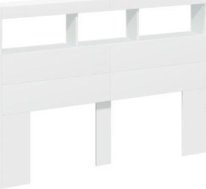 vidaXL Zagłówek z półkami i oświetleniem LED, biały, 140x17x102 cm 3