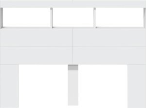 vidaXL Zagłówek z półkami i oświetleniem LED, biały, 140x17x102 cm 6