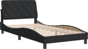 vidaXL Rama łóżka z zagłówkiem, czarna, 100x200 cm, aksamitna 2