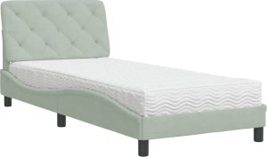 vidaXL Łóżko z materacem, jasnoszare, 90x190 cm, aksamitne 2