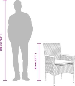 vidaXL 5-cz. zestaw mebli ogrodowych z poduszkami, czarny, polirattan 10