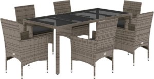 vidaXL 7-cz. zestaw mebli ogrodowych z poduszkami, szary, polirattan 2