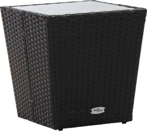 vidaXL 3-cz. zestaw bistro z poduszkami, czarny, polirattan i szkło 4