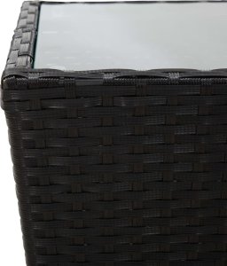 vidaXL 3-cz. zestaw bistro z poduszkami, czarny, polirattan i szkło 6
