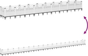 vidaXL Donica ogrodowa na kołkach, biała, 363,5x43,5x43,5 cm, PP 6