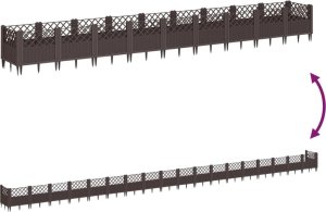 vidaXL Donica ogrodowa na kołkach, brązowa, 363,5x43,5x43,5 cm, PP 6