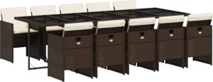 vidaXL 11-cz. zestaw mebli ogrodowych, poduszki, brązowy, rattan PE 2