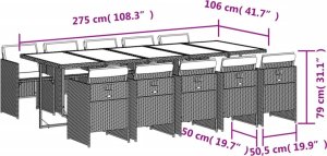 vidaXL 11-cz. zestaw mebli ogrodowych, poduszki, brązowy, rattan PE 6