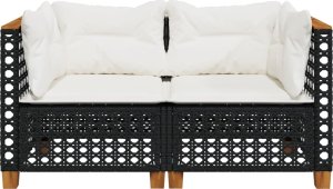 vidaXL Narożne moduły sofy z poduszkami, 2 szt., czarne, polirattan 4