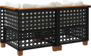 vidaXL Narożne moduły sofy z poduszkami, 2 szt., czarne, polirattan 6