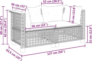 vidaXL Narożne moduły sofy z poduszkami, 2 szt., czarne, polirattan 8