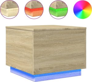 vidaXL Stolik kawowy z podświetleniem LED, dąb sonoma, 50x50x40 cm 2