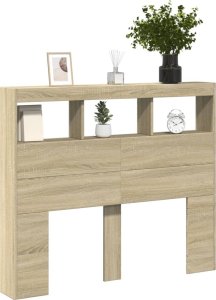 vidaXL Zagłówek z półkami i oświetleniem LED, dąb sonoma, 120x17x102cm 5