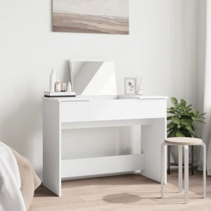 vidaXL Toaletka z lustrem, biała, 100x45x76 cm 3