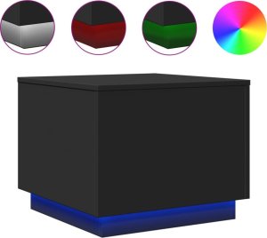 vidaXL Stolik kawowy z oświetleniem LED, czarny, 50x50x40 cm 2