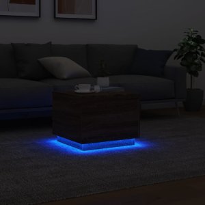vidaXL Stolik kawowy z oświetleniem LED, brązowy dąb, 50x50x40 cm 5