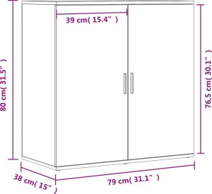vidaXL Szafka, szarość betonu, 79x38x80 cm, materiał drewnopochodny 11
