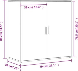 vidaXL Szafka, dąb sonoma, 79x38x80 cm, materiał drewnopochodny 11