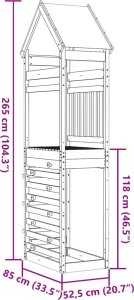 vidaXL Wieża do placu zabaw, ze ścianką wspinaczkową, 85x52,5x265 cm 8