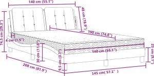 vidaXL Łóżko z materacem, szare, 140x190 cm, sztuczna skóra 11