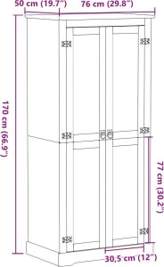 vidaXL Szafa Corona, 76x50x170 cm, lite drewno sosnowe 9