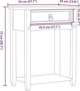 vidaXL Stolik konsolowy Corona, 55x35x73 cm, lite drewno sosnowe 9