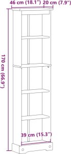 vidaXL Biblioteczka Corona, 46x20x170 cm, lite drewno sosnowe 9