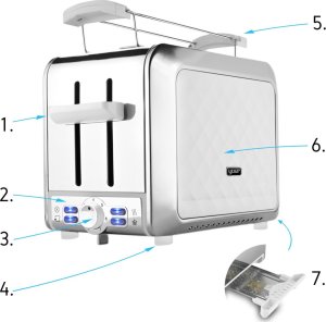 Toster Yoer TOSTER Opiekacz do chleba RUSZT NA BUŁKI Biały TOSTY Grzanki 925W SANDWICH - Diamond T01W 3
