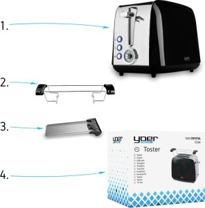 Toster Yoer TOSTER Opiekacz do chleba RUSZT NA BUŁKI Czarny TOSTY Grzanki 925W SANDWICH - Crystal T02BK 13