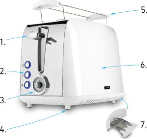 Toster Yoer TOSTER Opiekacz do chleba RUSZT NA BUŁKI Biały TOSTY Grzanki 925W SANDWICH - Crystal T02W 3