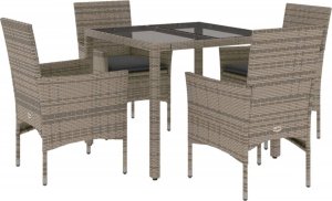 vidaXL 5-cz. zestaw mebli ogrodowych z poduszkami, szary, polirattan 2