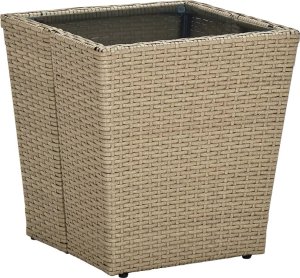 vidaXL 3-cz. zestaw bistro z poduszkami, beżowy, polirattan i szkło 4